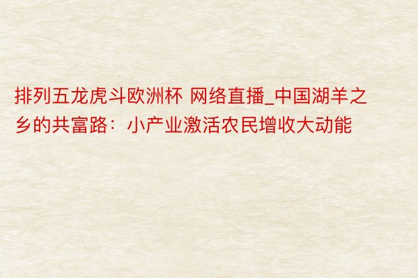 排列五龙虎斗欧洲杯 网络直播_中国湖羊之乡的共富路：小产业激活农民增收大动能