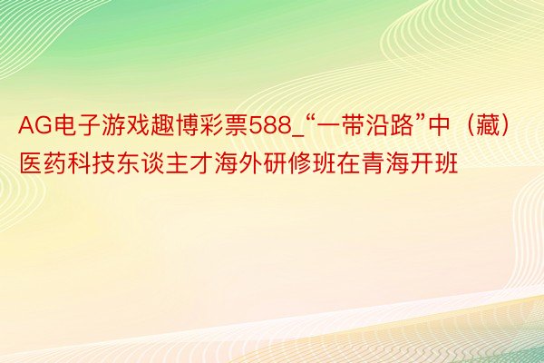 AG电子游戏趣博彩票588_“一带沿路”中（藏）医药科技东谈主才海外研修班在青海开班