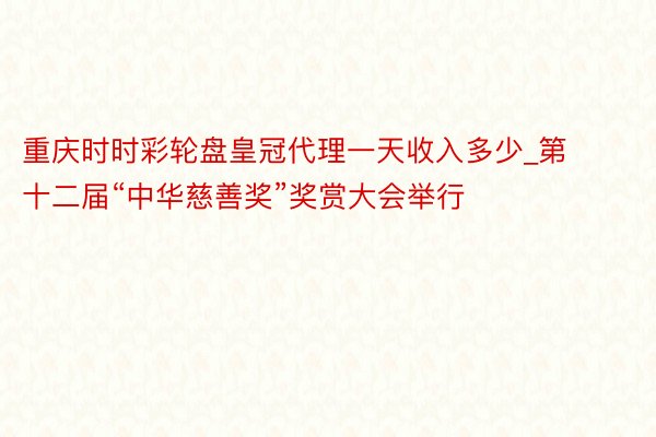 重庆时时彩轮盘皇冠代理一天收入多少_第十二届“中华慈善奖”奖赏大会举行