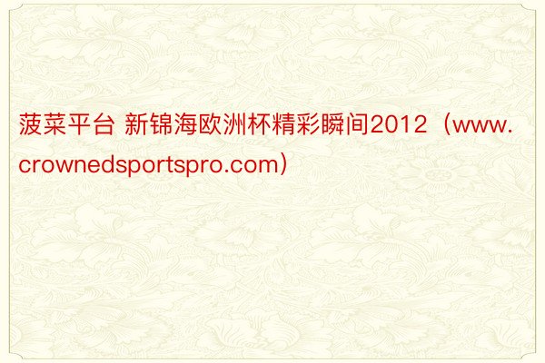 菠菜平台 新锦海欧洲杯精彩瞬间2012（www.crownedsportspro.com）